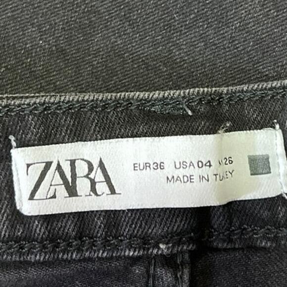 Zara Black Washed Mid Rise Stretch Casual Cropped Skinny Denim Jeans Size 4 - Picture 4 of 5